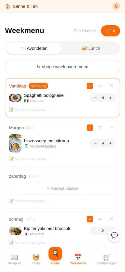 De week vooruit plannen